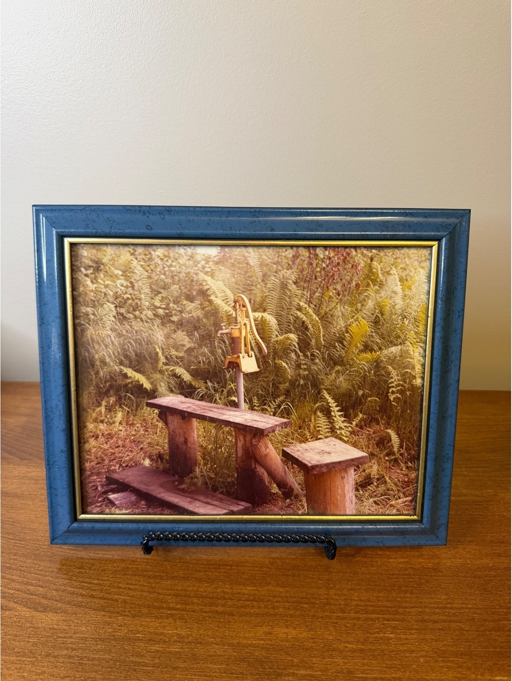 Vintage photograph of water pump/spigot with frame